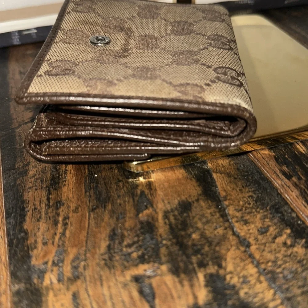 Gucci GG Canvas Leather Bifold Wallet Brown - Picture 6 of 7